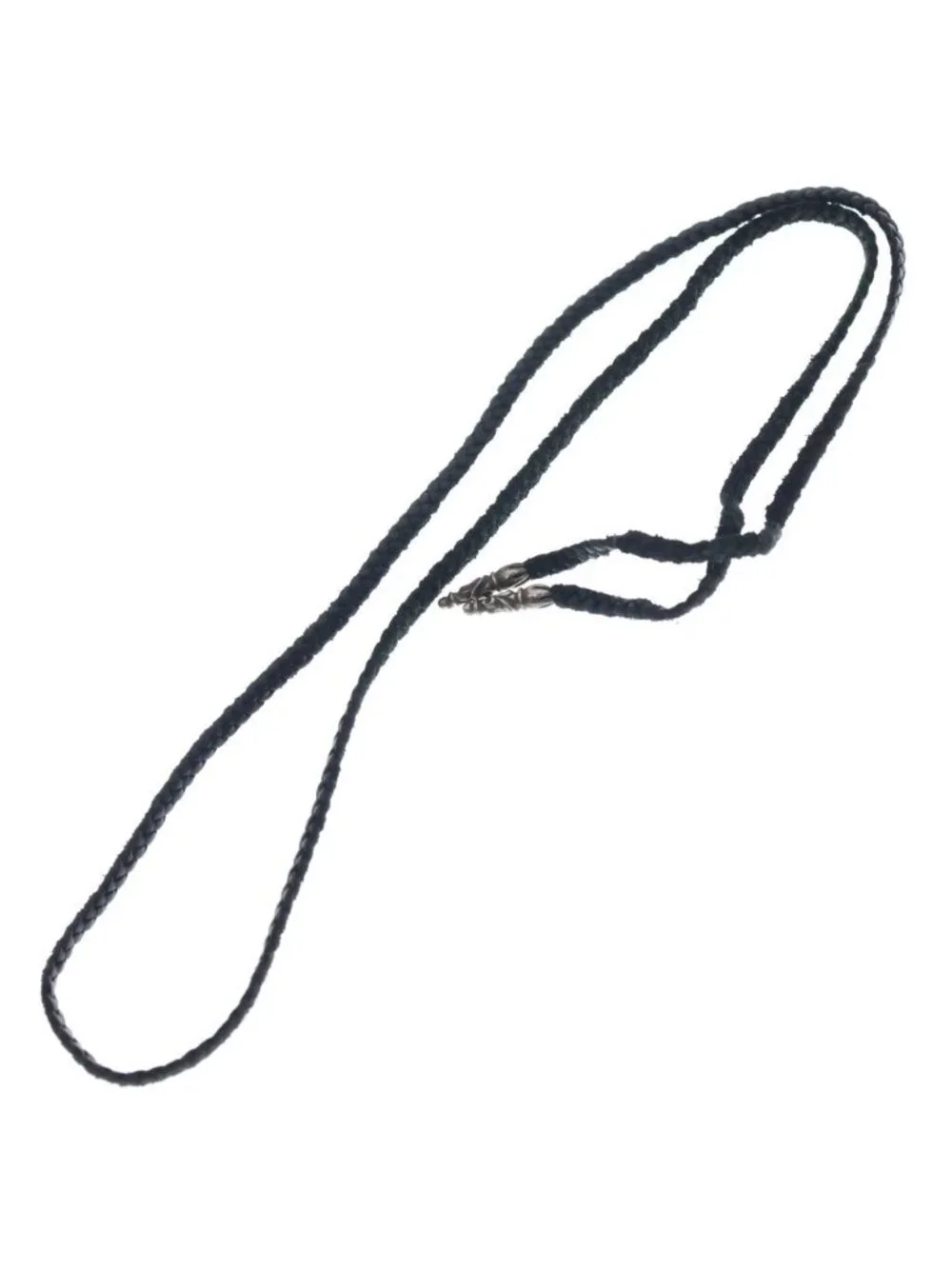 Chrome Hearts Leather Braid Scroll Necklace Black Silver